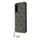 GUESS 4G CHARMS műanyag telefonvédő (textil hátlap, telefondísz) BARNA