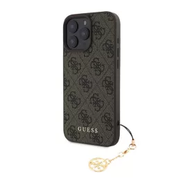   GUESS 4G CHARMS műanyag telefonvédő (textil hátlap, telefondísz) BARNA