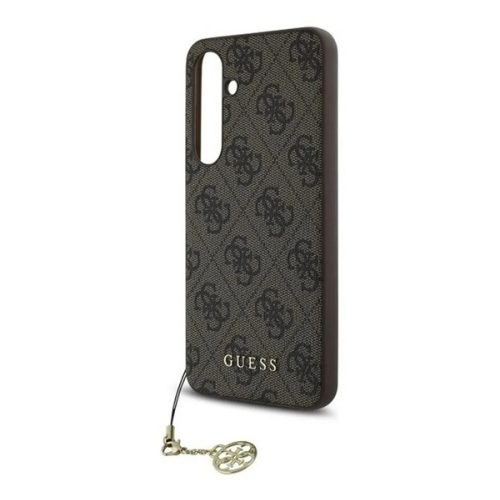 GUESS 4G CHARMS műanyag telefonvédő (textil hátlap, telefondísz) BARNA