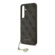 GUESS 4G CHARMS műanyag telefonvédő (textil hátlap, telefondísz) BARNA