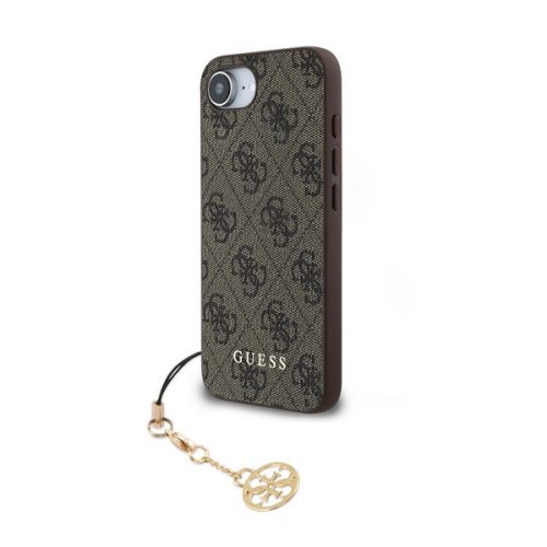 GUESS 4G CHARMS műanyag telefonvédő (textil hátlap, telefondísz) BARNA