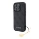 GUESS 4G CHARMS műanyag telefonvédő (textil hátlap, telefondísz) SÖTÉTSZÜRKE