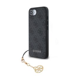   GUESS 4G CHARMS műanyag telefonvédő (textil hátlap, telefondísz) SÖTÉTSZÜRKE