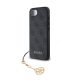 GUESS 4G CHARMS műanyag telefonvédő (textil hátlap, telefondísz) SÖTÉTSZÜRKE
