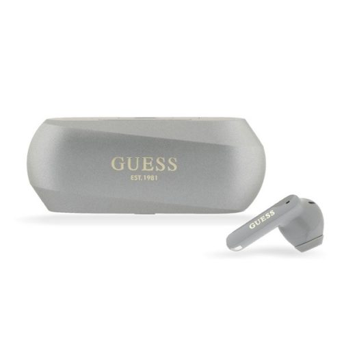 GUESS ELONGATED METALLIC bluetooth fülhallgató SZTEREO (v5.3, TWS, mikrofon, zajszűrő + töltőtok) SZÜRKE