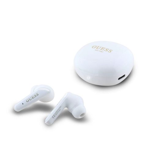 GUESS GLOSSY CLASSIC LOGO bluetooth fülhallgató SZTEREO (v5.4, TWS, mikrofon + töltőtok) FEHÉR