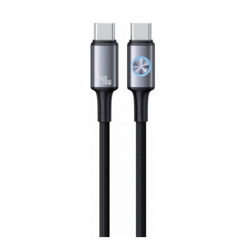 USAMS HUAN adatkábel (Type-C - Type-C, 240W, PD gyorstöltő, 120cm) SÖTÉTSZÜRKE