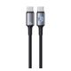 USAMS HUAN adatkábel (Type-C - Type-C, 240W, PD gyorstöltő, 120cm) SÖTÉTSZÜRKE