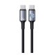 USAMS HUAN adatkábel (Type-C - Type-C, 60W, PD gyorstöltő, 120cm) SÖTÉTSZÜRKE