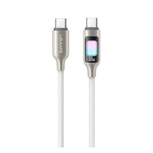 USAMS TC adatkábel (Type-C - Type-C, 100W, gyorstöltő, 100cm) FEHÉR