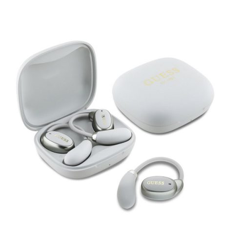 GUESS SATIN CLASSIC LOGO bluetooth fülhallgató SZTEREO (v5.4, TWS, fülre akasztható, mikrofon + töltőtok) BÉZS