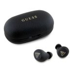 GUESS PU GRAINED bluetooth fülhallgató SZTEREO (v5.3, TWS, mikrofon, zajszűrő, IPX5 + töltőtok) FEKETE