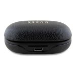 GUESS PU GRAINED bluetooth fülhallgató SZTEREO (v5.3, TWS, mikrofon, zajszűrő, IPX5 + töltőtok) FEKETE