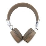 GUESS PU GRAINED TRAINGLE LOGO bluetooth fejhallgató SZTEREO (v5.3, mikrofon, zajszűrő, microSD kártyaolvasó) BARNA