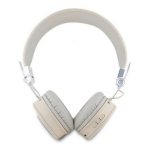 GUESS PU GRAINED TRAINGLE LOGO bluetooth fejhallgató SZTEREO (v5.3, mikrofon, zajszűrő, microSD kártyaolvasó) BÉZS