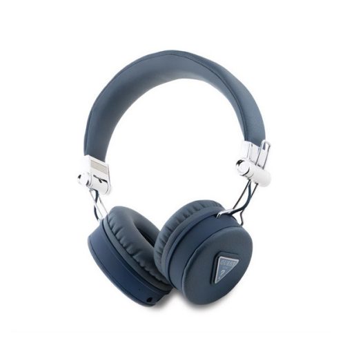 GUESS PU GRAINED TRAINGLE LOGO bluetooth fejhallgató SZTEREO (v5.3, mikrofon, zajszűrő, microSD kártyaolvasó) SÖTÉTKÉK