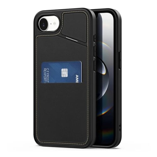 DUX DUCIS RAFI II MAG szilikon telefonvédő (kitámasztó, kártyazseb, RFID, MagSafe) FEKETE