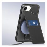 DUX DUCIS RAFI II MAG szilikon telefonvédő (kitámasztó, kártyazseb, RFID, MagSafe) FEKETE