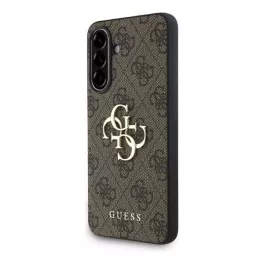   GUESS PU 4G METAL LOGO műanyag telefonvédő (ütésállóság, bőr hatású hátlap) BARNA