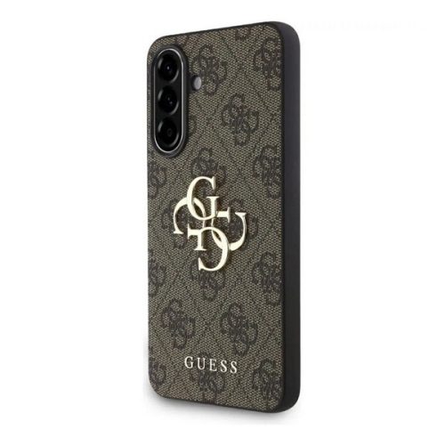 GUESS PU 4G METAL LOGO CASE műanyag telefonvédő (ütésállóság, bőr hatású hátlap) BARNA