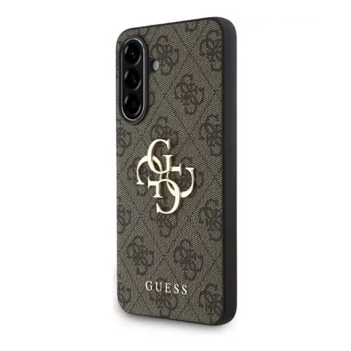 GUESS PU 4G METAL LOGO műanyag telefonvédő (ütésállóság, bőr hatású hátlap) BARNA