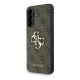 GUESS PU 4G METAL LOGO műanyag telefonvédő (ütésállóság, bőr hatású hátlap) BARNA