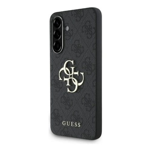 GUESS PU 4G METAL LOGO CASE műanyag telefonvédő (ütésállóság, bőr hatású hátlap) SÖTÉTSZÜRKE