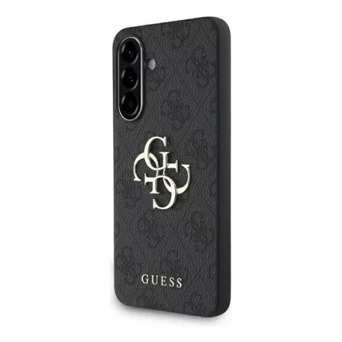 GUESS PU 4G METAL LOGO műanyag telefonvédő (ütésállóság, bőr hatású hátlap) SÖTÉTSZÜRKE