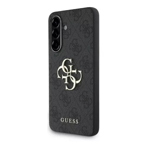 GUESS PU 4G METAL LOGO műanyag telefonvédő (ütésállóság, bőr hatású hátlap) SÖTÉTSZÜRKE