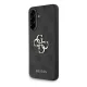 GUESS PU 4G METAL LOGO műanyag telefonvédő (ütésállóság, bőr hatású hátlap) SÖTÉTSZÜRKE