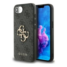   GUESS PU 4G METAL LOGO műanyag telefonvédő (ütésállóság, bőr hatású hátlap) SÖTÉTSZÜRKE