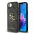 GUESS PU 4G METAL LOGO CASE műanyag telefonvédő (ütésállóság, bőr hatású hátlap) SÖTÉTSZÜRKE