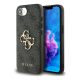 GUESS PU 4G METAL LOGO CASE műanyag telefonvédő (ütésállóság, bőr hatású hátlap) SÖTÉTSZÜRKE