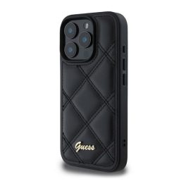  GUESS PU LEATHER QUILTED szilikon telefonvédő (ütésállóság, bőr hatású hátlap, rombusz) FEKETE