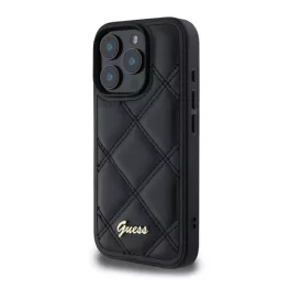   GUESS PU LEATHER QUILTED szilikon telefonvédő (ütésállóság, bőr hatású hátlap, rombusz) FEKETE