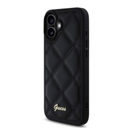   GUESS PU LEATHER QUILTED szilikon telefonvédő (ütésállóság, bőr hatású hátlap, rombusz) FEKETE