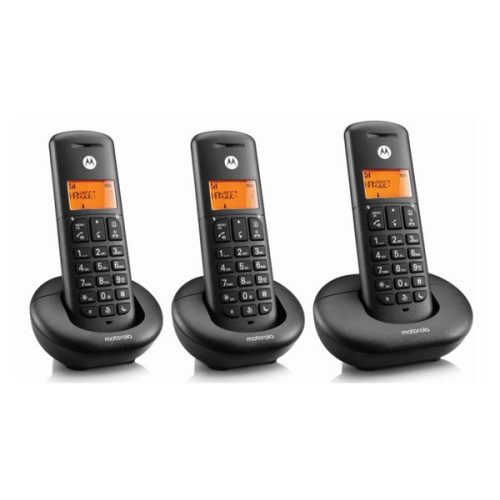 MOTOROLA E203 telefon készülék (vezeték nélküli, 3 kézibeszélő, kijelző, DECT) FEKETE