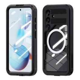   SHELLBOX MARS műanyag telefonvédő (360°-os védelem, erős ütésállóság, műanyag előlap, IP68, MagSafe) FEKETE
