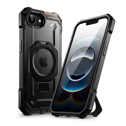 SUPCASE UNICORN BEETLE GRIP MAG defender műanyag telefonvédő (erős ütésállóság, kitámasztó, Magsafe) FEKETE