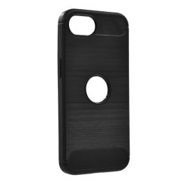 Szilikon telefonvédő (ütésállóság, légpárnás sarok, szálcsiszolt, karbon minta, logó kivágás) FEKETE   Szilikon telefonvédő (ütésállóság, légpárnás sarok, szálcsiszolt, karbon minta, logó kivágás) FEKETE