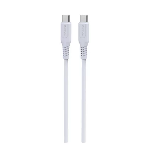 DEVIA GRS adatkábel (Type-C - Type-C, 60W, PD gyorstöltő, cipőfűző, 100cm) FEHÉR