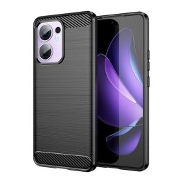   Szilikon telefonvédő (ütésállóság, légpárnás sarok, szálcsiszolt, karbon minta) FEKETE