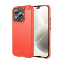   Szilikon telefonvédő (ütésállóság, légpárnás sarok, szálcsiszolt, karbon minta) PIROS