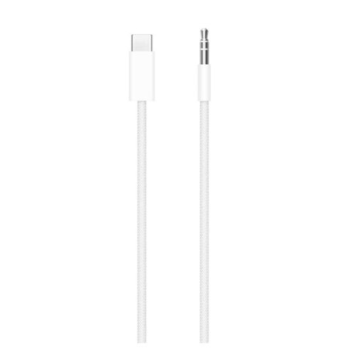 APPLE audió kábel (3.5mm jack - Type-C, 120cm, AUX, cipőfűző) FEHÉR