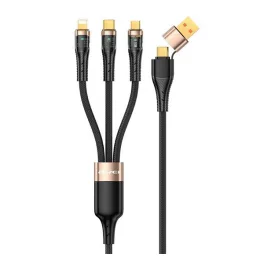   AWEI töltőkábel 3in2 (Type-C/USB - lightning/Type-C, microUSB, 100W, gyorstöltő, 120cm) FEKETE