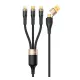 AWEI töltőkábel 3in2 (Type-C/USB - lightning/Type-C, microUSB, 100W, gyorstöltő, 120cm) FEKETE