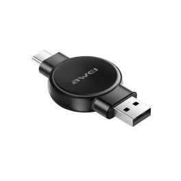   AWEI asztali töltő USB+Type-C (2.5W, wireless, mágneses, Samsung Watch töltő/Apple Watch töltő) FEKETE