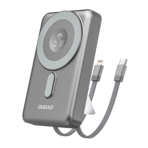 DUDAO vésztöltő Type-C aljzat (10000mAh, 20W, gyorstöltő, MagSafe, Apple Watch töltő, Type-C + lightning kábel) SZÜRKE