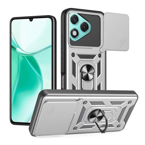 Defender szilikon telefonvédő (ütésállóság, tartógyűrű, kameravédő) EZÜST