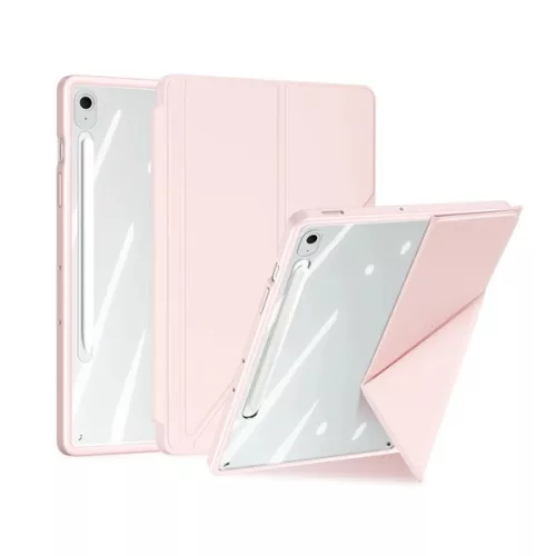 DUX DUCIS MAGI ORIGAMI tok álló, bőr hatású (aktív FLIP, oldalra nyíló, TRIFOLD, asztali tartó, ceruza tartó) RÓZSASZÍN